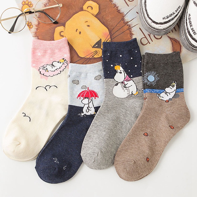 2022 New Autumn and Winter Women Mumin Moomin Socks Hippo Japanese Cartoon  Animal Funny Middle Tube Footwear - Price history & Review | AliExpress  Seller - BUBABOX Store 