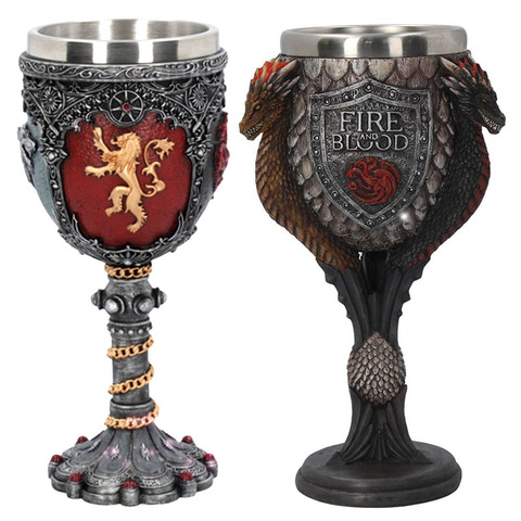 Wine Glass Goblet Stark Fire And Blood Stainless Steel Resin 3D Cocktail Whiskey Glasses Cup Drinkware Bar ► Photo 1/6
