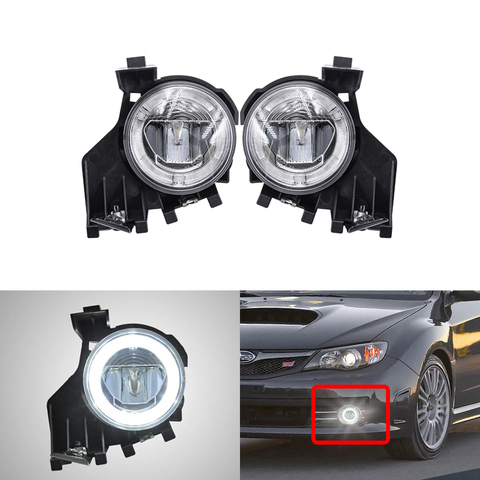 Fits For Subaru Impreza / Impreza WRX Front Bumper Xenon White Led Driving Fog Lights Kits W DRL Daylights Halo Ring Car-Styling ► Photo 1/6