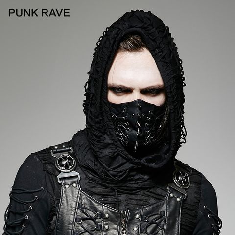 PUNK RAVE Punk Men Stylish Fahison Pin Rivet Mask Gothic Steampunk PU And Fake Suede Cool Man Accessories ► Photo 1/1