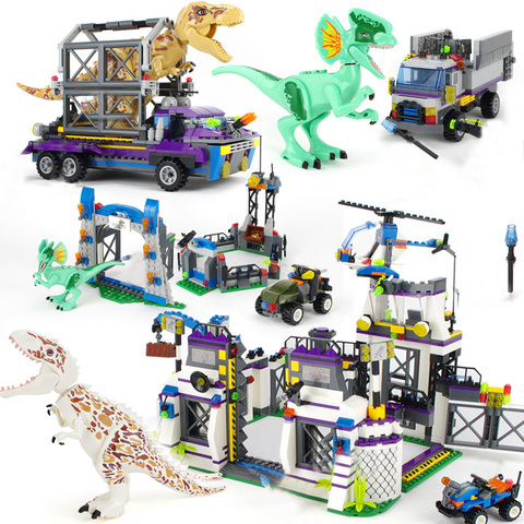 Jurassic World Sets 4 park 3 Dinosaurs Toys T-Rex Blocks Building Bricks Child Boy Kids Owen Pteranodon Toys ► Photo 1/6