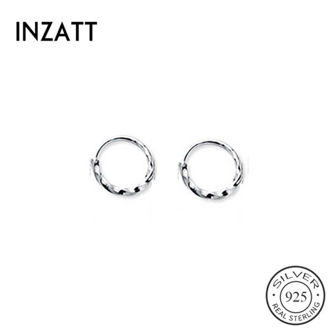 INZATT Real 925 Sterling Silver Geometric Round Hoop Earrings For Fashion Women Party MInimalist Fine Jewelry Cute Accessories ► Photo 1/6