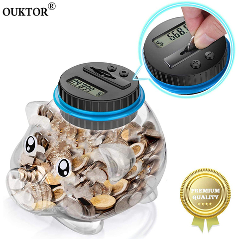Electronic Digital LCD Counting Coin Piggy Bank For USD EURO Money Saving Jar Transparent High Quality Coins Storage Box Tool ► Photo 1/6