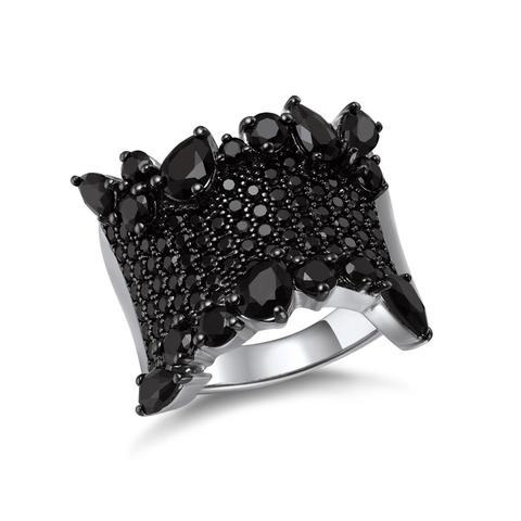 GZ ZONGFA New Arrival Party Natural Black Spinel Fashion Jewelry 925 Sterling Silver Ring ► Photo 1/5