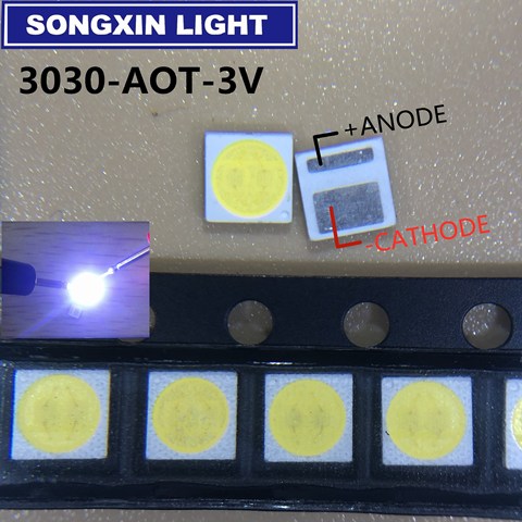 100PCS AOT Backlight High Power LED 1.5W 3V 3030 94LM Cool white LCD Backlight for TV Application EMC 3030C-W3C3 aot ► Photo 1/4