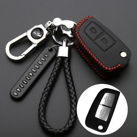 Leather Car Key Cover Case For Nissan Qashqai J10 J11 X-Trail t31 t32 kicks Tiida Pathfinder Murano Note Juke Micra Almera Tiida ► Photo 1/3