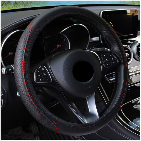 Car steering wheel cover Car Fiber Leather Steering Wheel Cover Universal Four seasons car steering wheel cover Diameter 38CM ► Photo 1/5