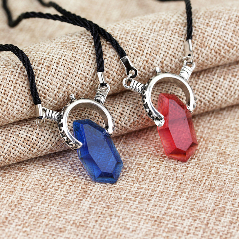 Trendy DMC Devil MayCry 5 Dante Pendant Necklace Red Blue GEM Cosplay Necklaces Long rope chain vintage Gifts for Women men ► Photo 1/6