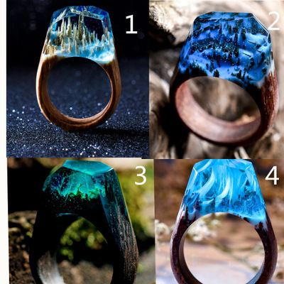 2022 Jewelry Time  Resin Wood Ring  Creative  Spot Goods Manufacturers Factory Price ► Photo 1/6