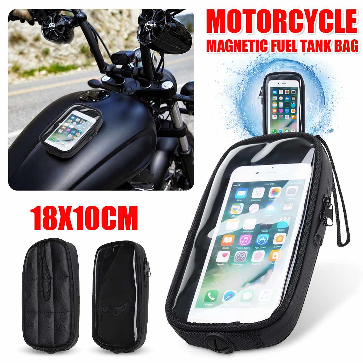 Magnetic Tank Bag Motorcycle Gas Tank Bag Water Repellent Phone Holder Case Motorbike Oil Fuel Tank Bags ► Photo 1/6