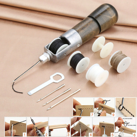 Leather Sewing Stitching Tool Leather Hand Sewing Machine Waxed Thread Leather Craft Edge Stitching Belt Strips Shoemaker Tool ► Photo 1/6