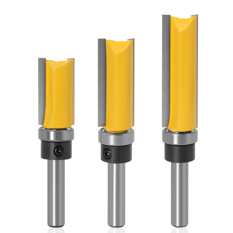 6mm/6.35mm/8mm Shank Template Trim Hinge Mortising Router Bit Dia 15.9mm/19.05mm Straight End Mill Trimmer Cleaning Flush Bit ► Photo 1/6