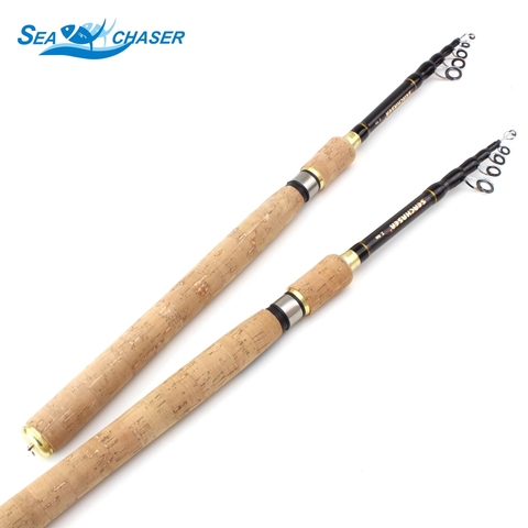 High Quality 1.8m 2.1m 2.4m 2.7m  Spinning Rod carbon telescopic fishing rod lure rod wooden handle pole Fishing Tackle ► Photo 1/6