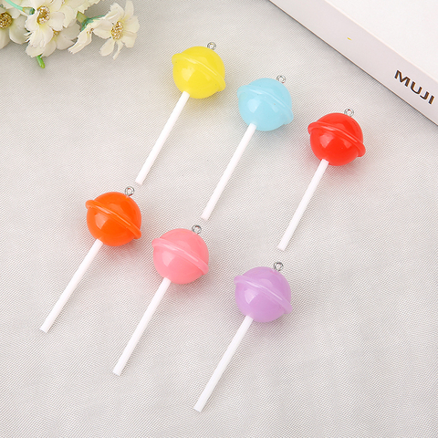 10pcs 69.5*26.5mm Mixed Lollipop Charms Resin Candy Accessories For Keychain Pendant Necklace Diy Making  Accept customization ► Photo 1/5