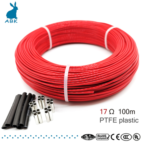 100meter 17ohm 24k PTFE flame retardant carbon fiber heating cable heating wire DIY special heating cable for heating supplies ► Photo 1/6