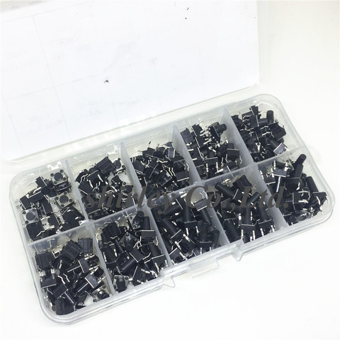 10 models 200pcs 6*6 Tact Switch Tactile Push Button Switch Kit, Height: 4.3MM 5MM 6MM 7MM-13MM DIP 4P micro switch 6X6 Key sw ► Photo 1/1