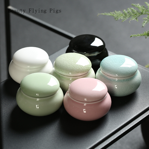 Ultra small ceramic mini tea cans sealed cans of fragrant powder ceramic pill cans pearl powder portable travel storage tank ► Photo 1/5