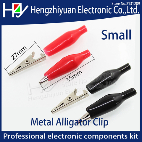 Hzy 20pcs/lot Small 28MM Metal Alligator Clip Crocodile Electrical Clamp for Testing Probe Meter Black and Red with Plastic Boot ► Photo 1/1