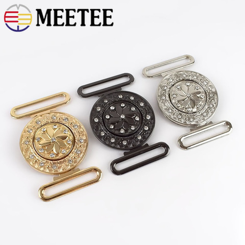 Meetee 2/4pc 4cm Metal Rhinestone Button Belt Buckles for Coat Garment Hooks DIY Clothes Bags Sewing Connection Buckle Accessory ► Photo 1/6