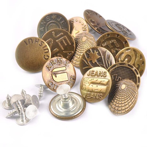 20Pcs/Set Mixed Metal Button For Sewing Clothing Bronze Jeans Buttons Clothes Bags Accessories Garment Decorative 17/20mm c2173 ► Photo 1/4