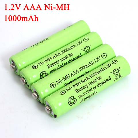 1.2v NI-Mh AAA Batteries 1000mAh Rechargeable ni mh Battery 1.2V Ni-Mh aaa For Electric remote Control car Toy RC ues ► Photo 1/6