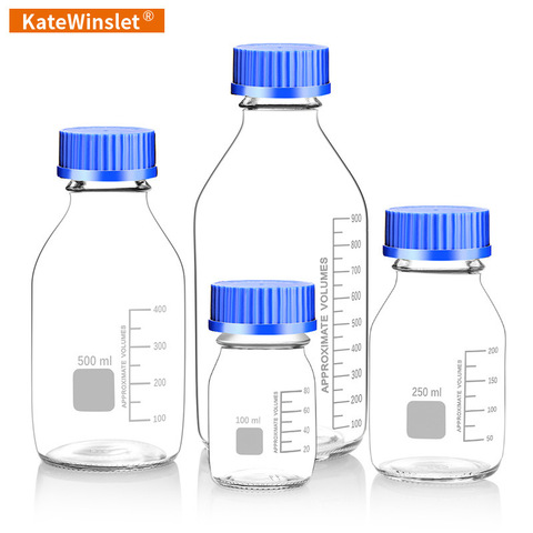 Glass blue transparent brown brown reagent bottle 100/250/500/1000ml screw mouth scale laboratory sampling bottle ► Photo 1/6