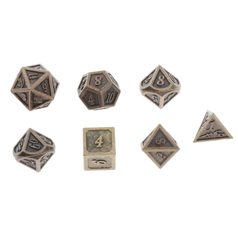 7pcs Dice Role Playing Games D4 D6 D8 D10 * 2 D12 D20 Polyhedral Noctilucent Metal ► Photo 1/6