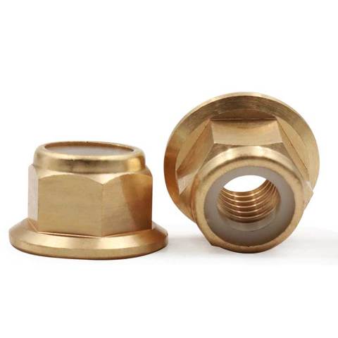 10PCS/lot M2 M2.5 M3 M4 M5 M6 M8 Brass DIN6926 flange nylon insert lock nut not Copper ► Photo 1/4