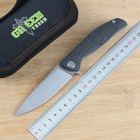 Green thorn F3Ns carbon fiber + TC4 titanium handle D2 blade outdoor camping hunting practical folding knife EDC tool ► Photo 1/6