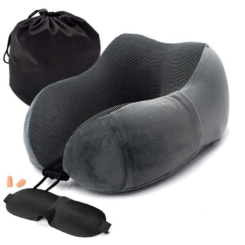 New U Shaped Memory Foam Neck Pillows Soft Slow Rebound Space Travel Pillow Solid Neck Cervical Healthcare Bedding Drop Shipping ► Photo 1/6