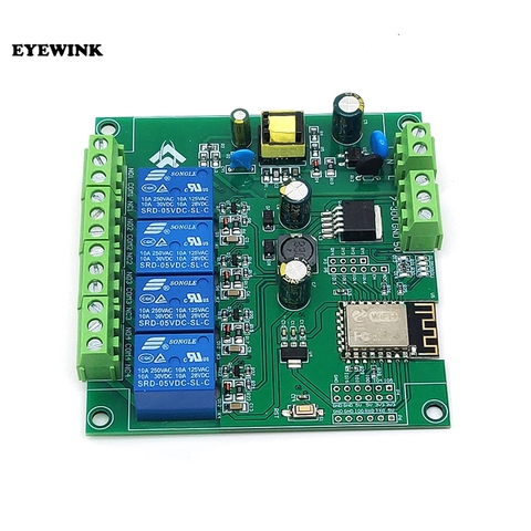 AC 90-250V/DC 7-30V/5V Power Supply ESP8266 ESP-12F WiFi Programmable Development Module 4 Channel Relay Board for  Arduino ► Photo 1/3