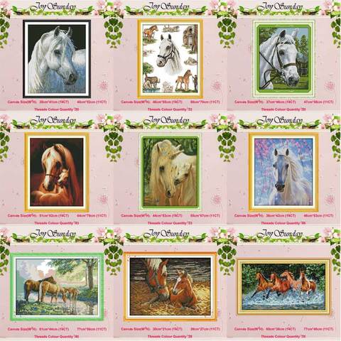 Horse family White horse animals counted 11CT 14CT Cross Stitch Sets DIY Cross-stitch Kits Embroidery Needlework Home Decor ► Photo 1/6