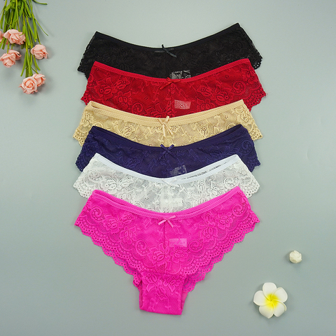 3pcs/lots Sexy Thongs Panties Lace Women Underwear Transparent Underpants Seamless Tangas Intimate Panty Hollow Gstring M-2XL ► Photo 1/6