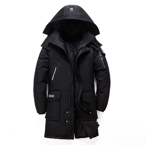 2022 Winter New Men's Long White Duck Down Jacket Fashion Hooded Thick Warm Coat Male Big Red Blue Black Brand Clothes ► Photo 1/6