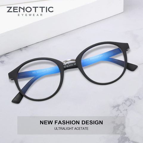 ZENOTTIC Vintage Round Anti Blue Light Glasses For Women Men Radiation Computer Gaming Myopia Optical Glasses Frames Eyewear ► Photo 1/6