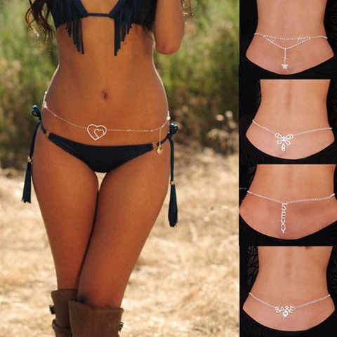 Fashion Rhinestone Butterfly Waist Chain Belt Jewelry For Women Crystal Belly Body Chain Bikini Belly Chain Body Jewelry ► Photo 1/6