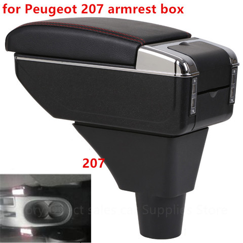 For peugeot 207 armrest box USB Charging heighten Double layer central Store content cup holder ashtray accessories ► Photo 1/6