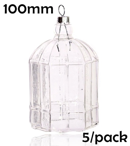 Promotion - DIY Paintable Clear Christmas Decoration Ornament 100mm Glass Bird Cage, 5/Pack ► Photo 1/1
