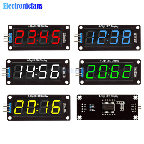 0.56 inch 4/6-Digit 7 Segments Digital Tube Clock Module Double Dots Blue Yellow White Green Red LED Display TM1637 For Arduino ► Photo 1/6