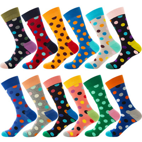 POLKA DOT 12 Color Street hip-hop trends, men and women in cotton socks ZQ045 ► Photo 1/6