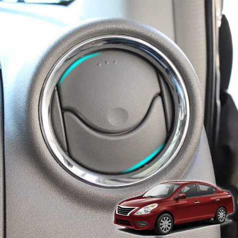 For Nissan Versa Almera Latio A/C Air Vent Ring Chrome Cover Trim Car Styling Accessories 2012 2013 2014 2015 2016 2017 2022 ► Photo 1/6