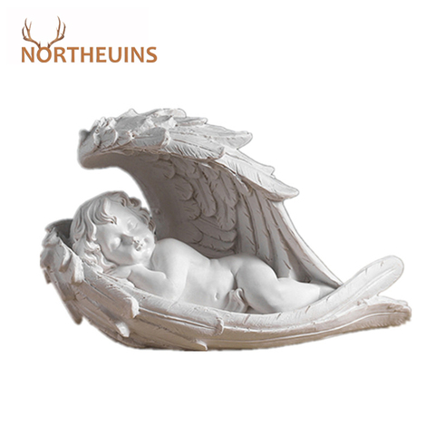 NORTHEUINS Resin Angel Girl Figurines Nordic Fairy Garden Modern Resin Statues For Interior Home Shelf Decoron Christmas Gift ► Photo 1/6