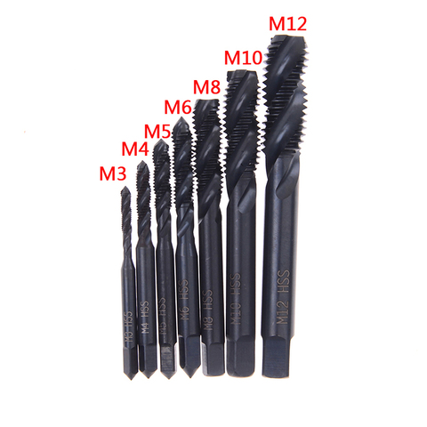 7PCS HSS Machine Screw Thread Metric Plug Tap Drill Set M3 M4 M5 M6 M8 M10 M12 ► Photo 1/6