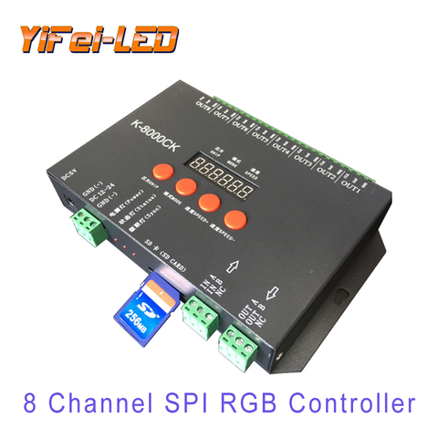 K-8000 LED pixel SD card controller;off-line;8192 pixels controlled;SPI signal output;DMX signal output ► Photo 1/6