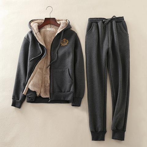 Two Piece Set Winter Women Cashmere Sweatshirt Sets Loose Plus Size 4xl Hooded Warm Jackets And Sweatpants 2022 Casual Tracksuit ► Photo 1/6