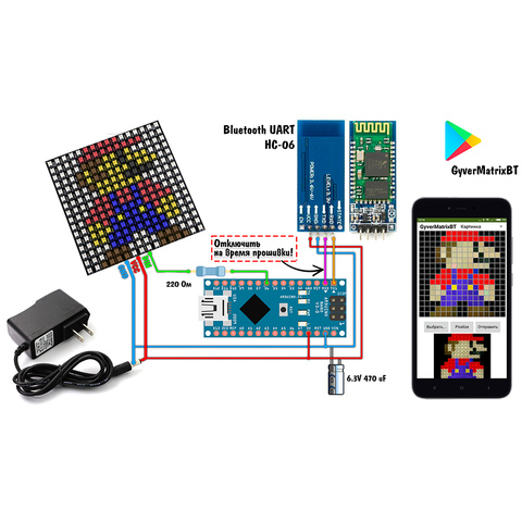 WS2812B 16x16 matrix Bluetooth gyverlamp kit;RGB addressable pixel GyverMatrixBT GyverMatrixOS Do-it-yourself cool LED matrix ► Photo 1/5