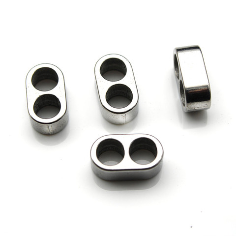 4pcs/lot Double Hole Stainless Steel Big Hole Spacer Beads for Jewelry Making Slider Charm Leather Bracelet DIY Jewelry Findings ► Photo 1/3