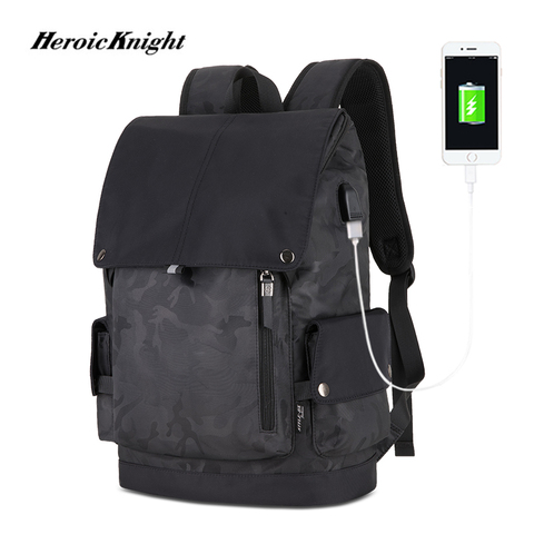 Heroic Knigh Fashion Men Backpack Waterproof Male Camouflage Black Large Capacity Backpack USB Charging Outdoor Travel Mochilas ► Photo 1/6