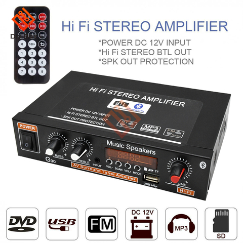 G30 800W 12V 110V-220V DIY kit amplifier for speakers Digital Home Amplifier Bluetooth HIFI Stereo Subwoofer speakers in the car ► Photo 1/6