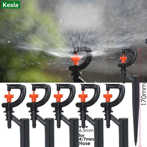 KESLA 15PCS 90/180/360° Misting Nozzle 13cm Stake 1/4'' Garden Irrigation Sprinkler Drip Irrigation Greenhouse Watering Flower ► Photo 1/6